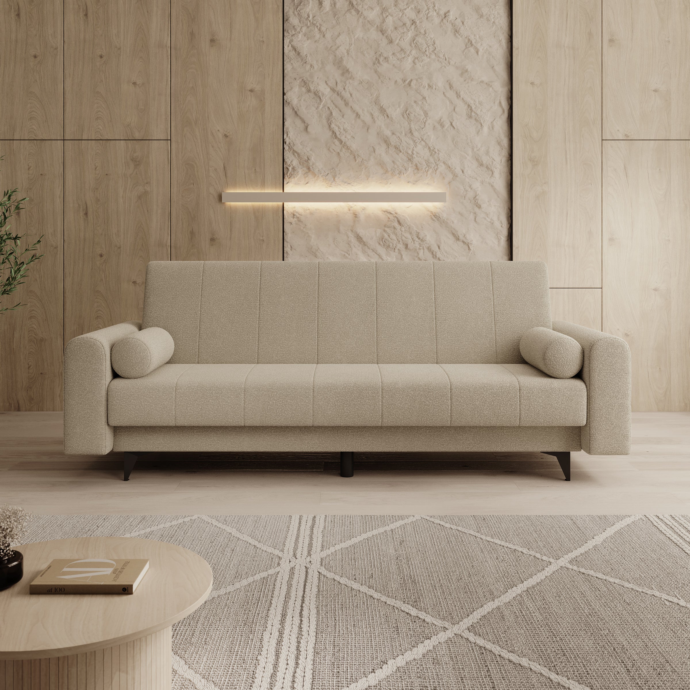 Zenzo - Slaapbank - Teddystof beige - 240x91x93 cm - Image 3